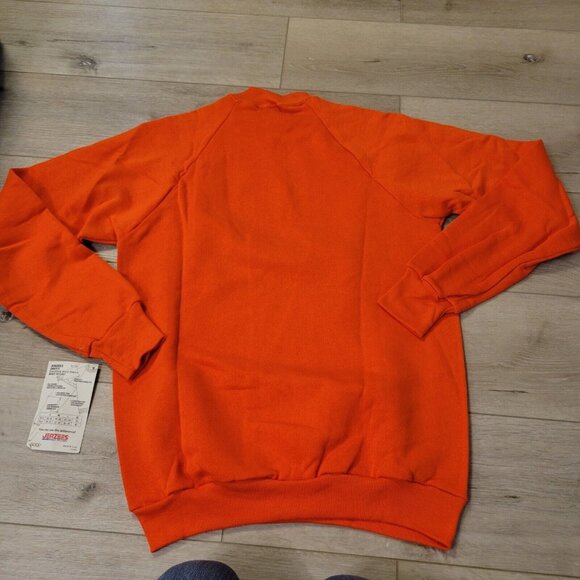NOS Vtg Jerzees 90s Blank Orange Crewneck Sweatshirt Size M 38-40 USA Made - Picture 3 of 4